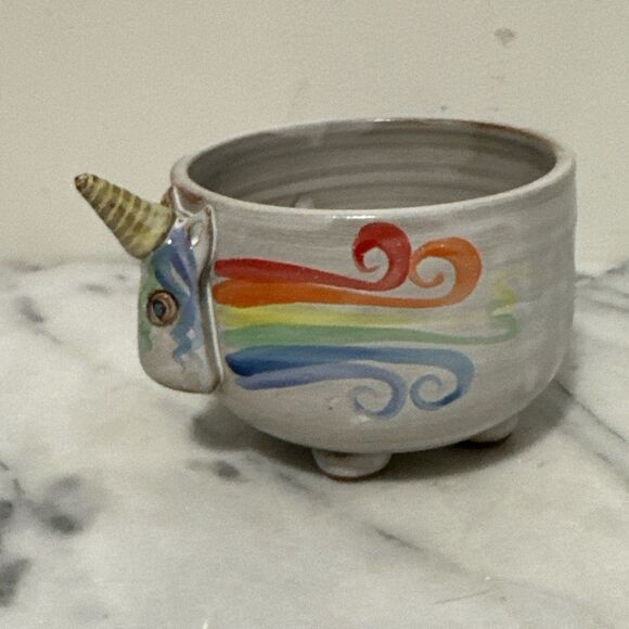 Mudworks USA Handcrafted Unicorn Ceramic Bowl - Multicolor - Picture 1 of 14